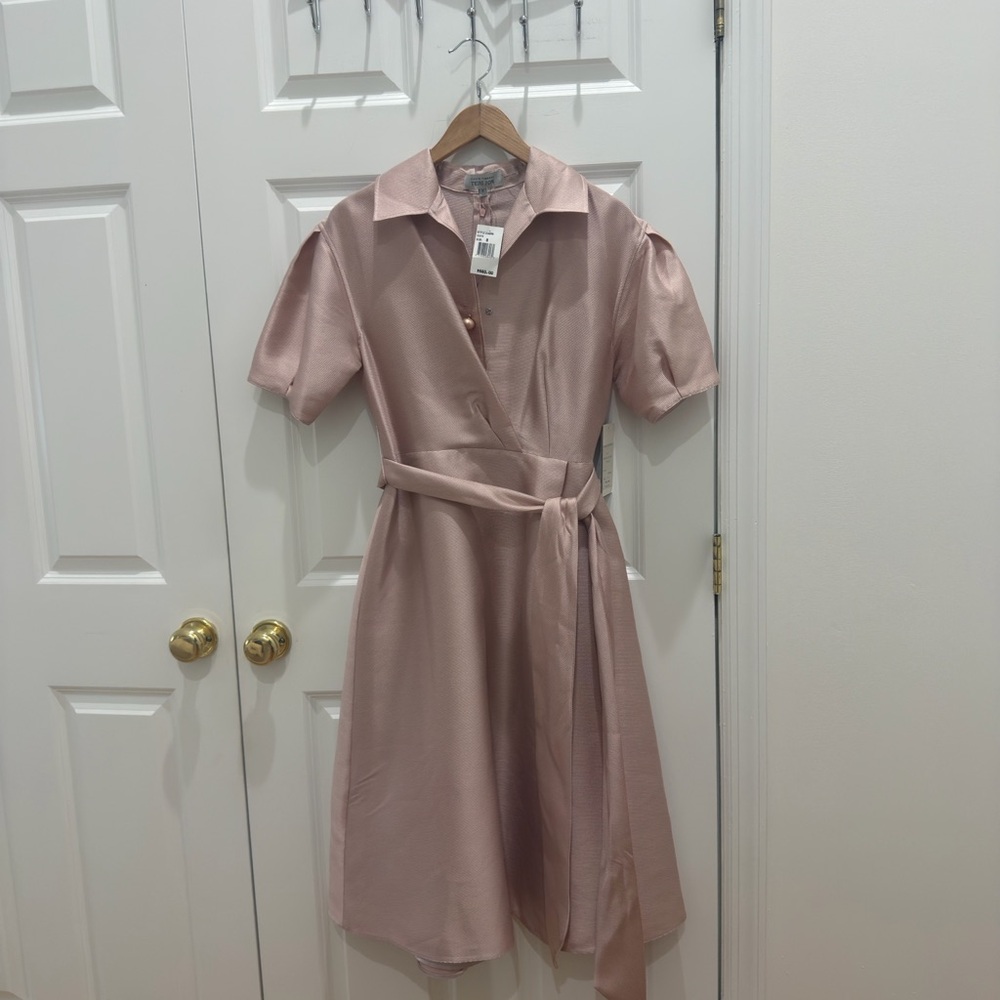 Teri Jon golden Rose Midi Wrap Dress
